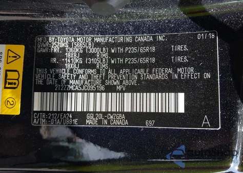 2018 Lexus Rx 350 из США, поврежденный, VIN 2T2ZZMCA5JC095196